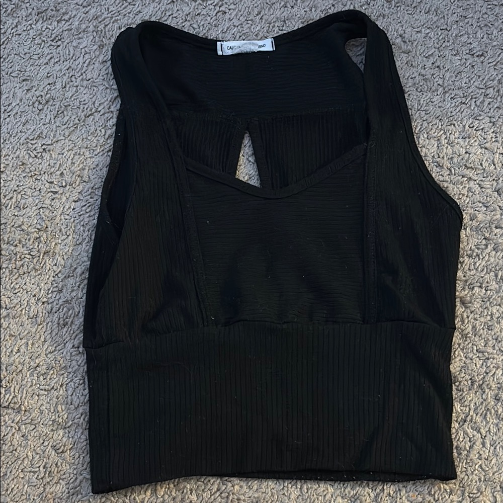 Black Sleeveless Crop Top